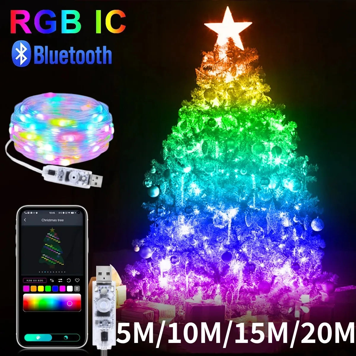 RGBIC Christmas Bluetooth String Lights